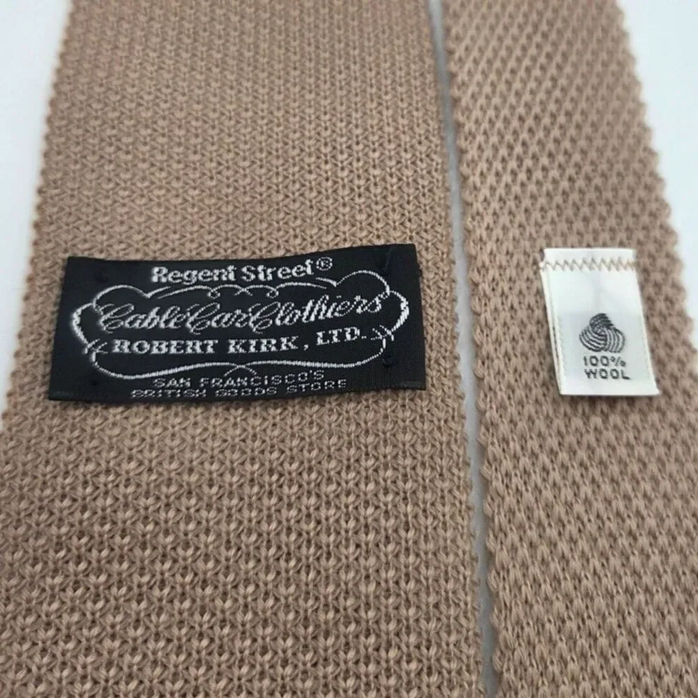 Robert Kirk Regent Street Beige Knit Wool Tie Made in USA 2.5